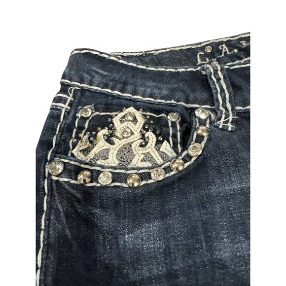 LA Idol USA Jeans Blue Bootcut Embellished Denim Women's Size 9 W: 32 L: 18 - Picture 2 of 16